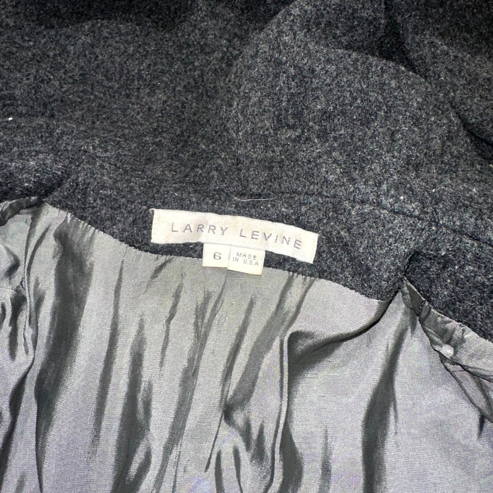 Larry Levine Long Coat Women's Size 6 Black Wool Long Sleeve Hooded Asymmetrical - Picture 6 of 12